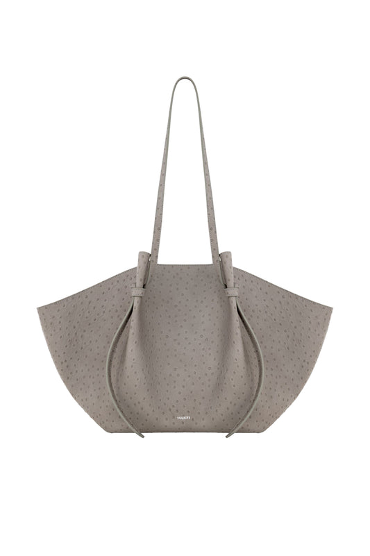 Yuzefi-Large mochi embossed grey ostrich leather-dgallerystore