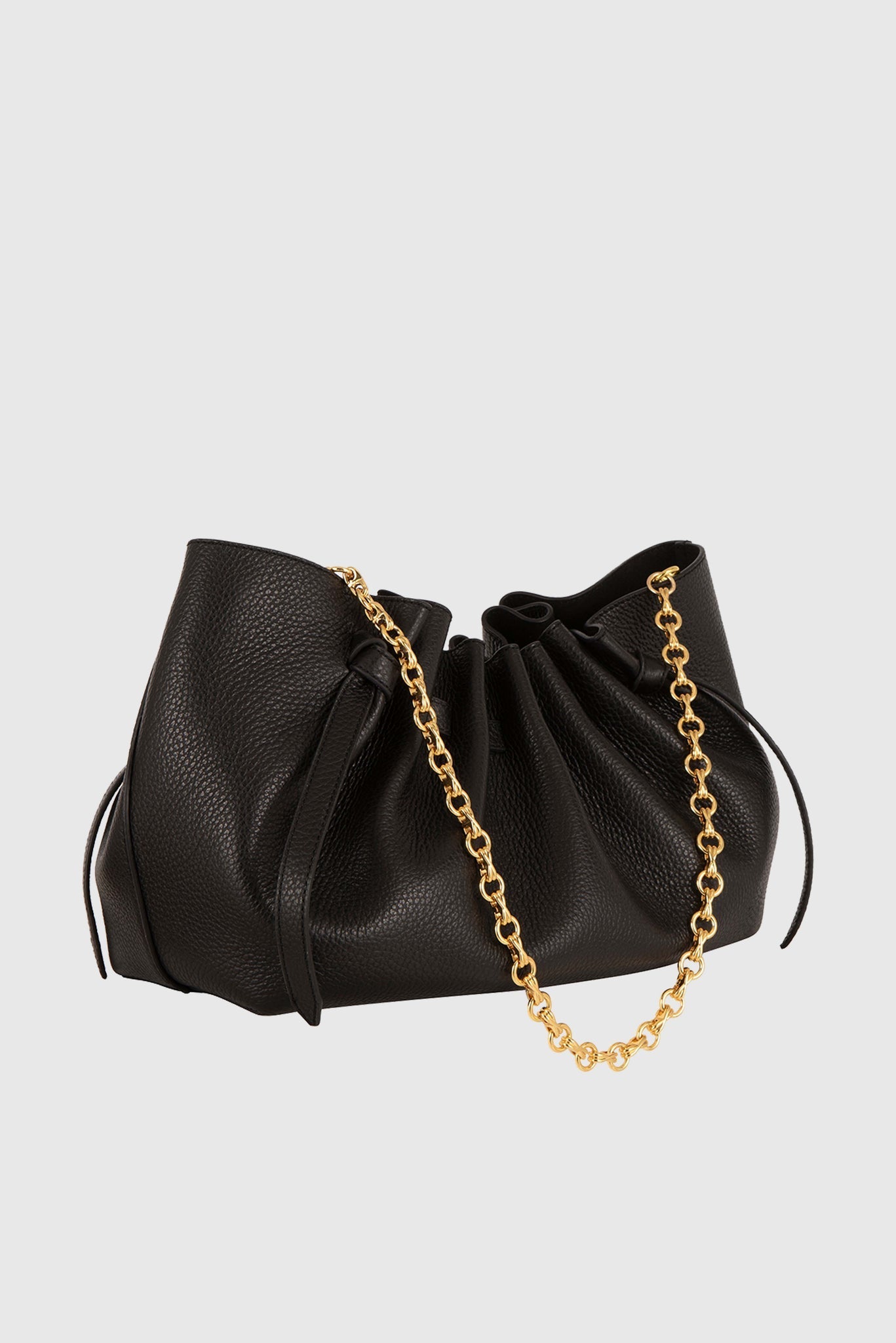 Yuzefi-Scallop Clutch Black Pebble Grained-dgallerystore