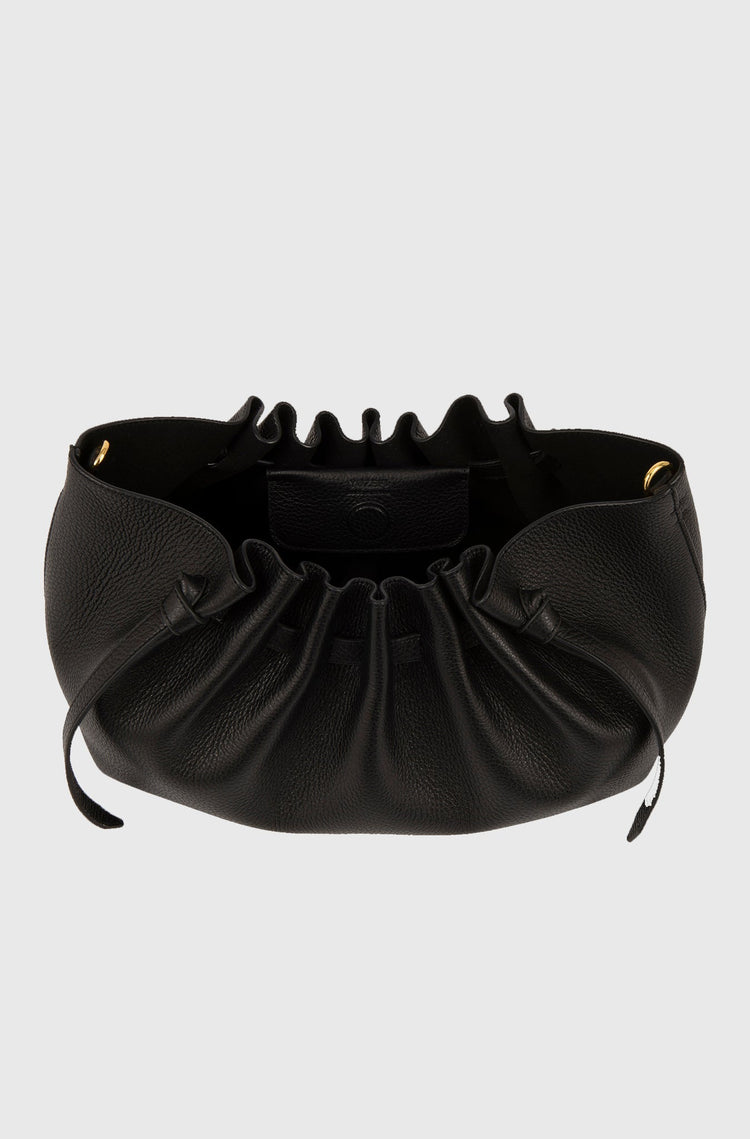 Yuzefi-Scallop Clutch Black Pebble Grained-dgallerystore