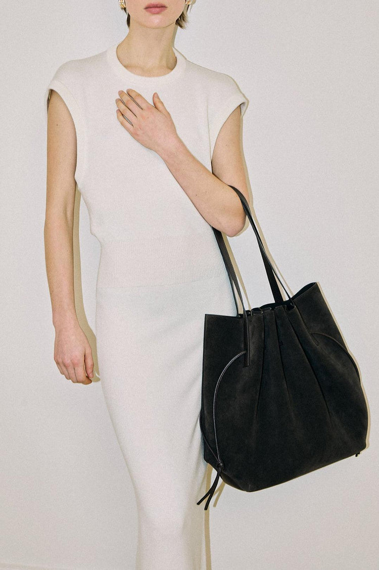 Yuzefi-Scallop tote ganache suede-dgallerystore