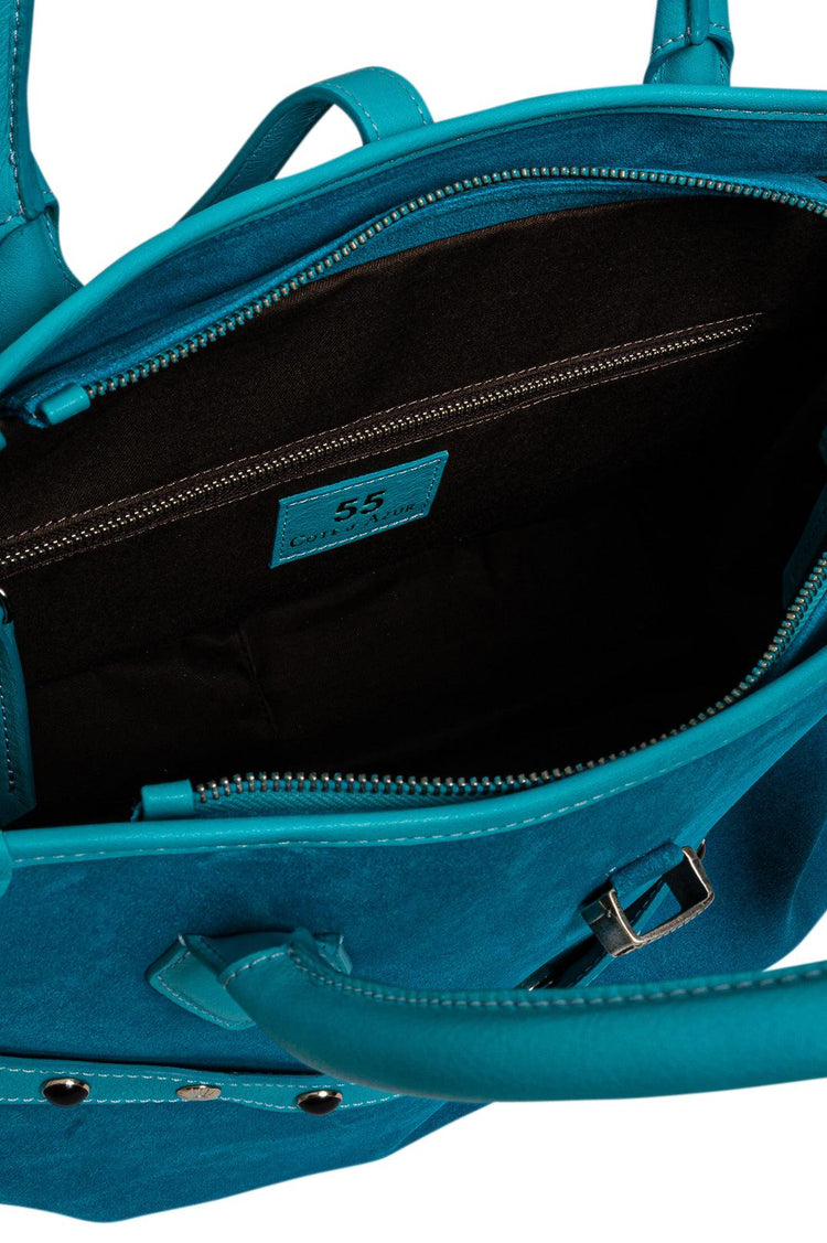 55 Cote D'Azur-Suede leather handbag-SHOPPING TEX - TORQUOISE-dgallerystore