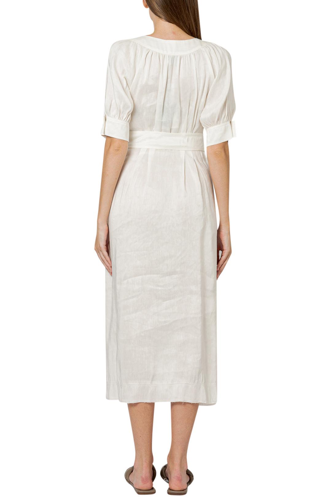 Aje-Flared silk and linen long dress-dgallerystore