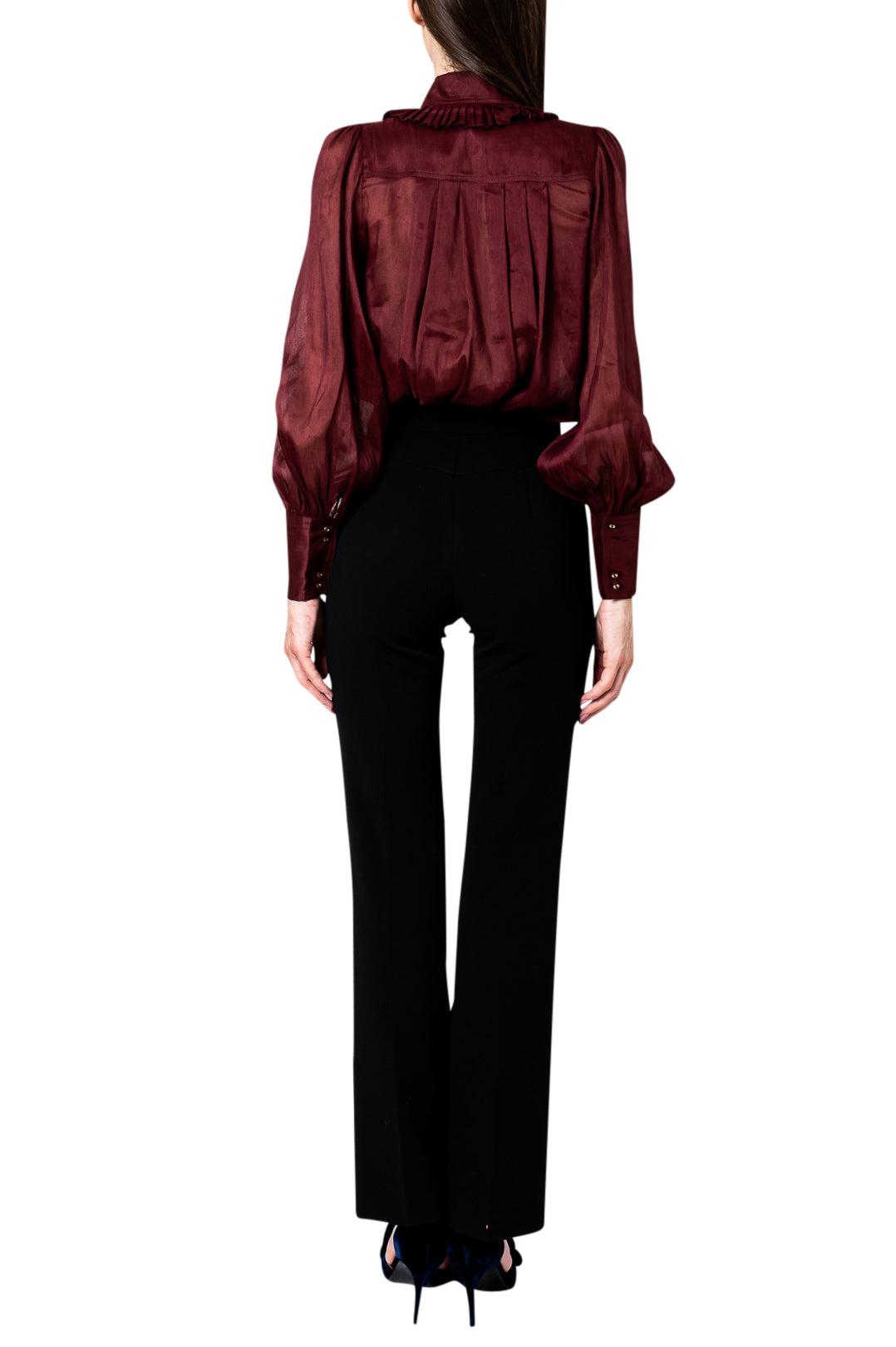 Aje-Ruffled silk and linen blouse-dgallerystore