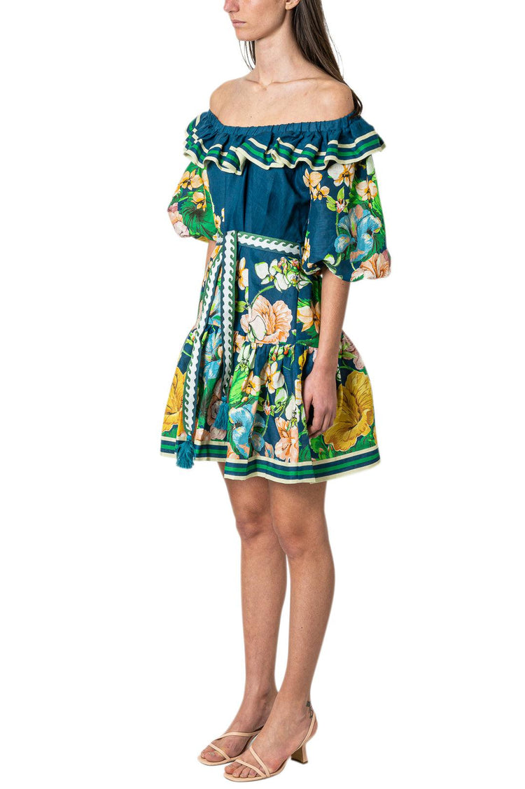 Alemais-Ruffled floral mini dress-dgallerystore