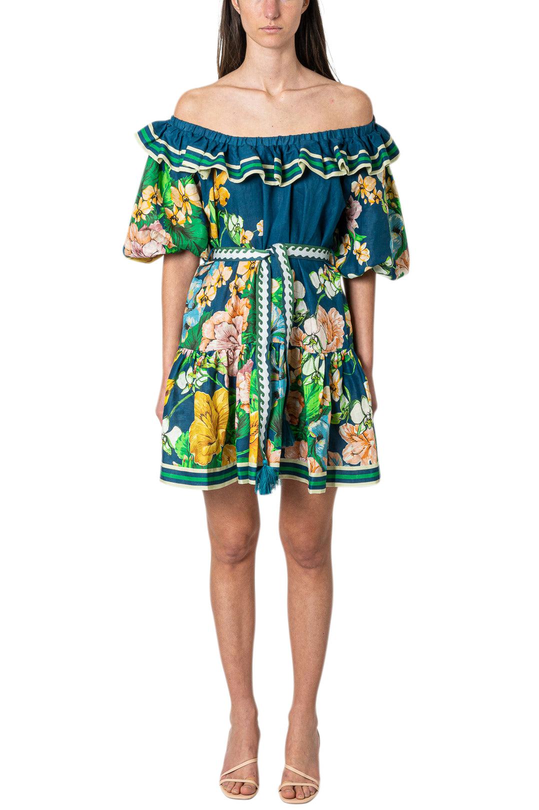Alemais-Ruffled floral mini dress-dgallerystore