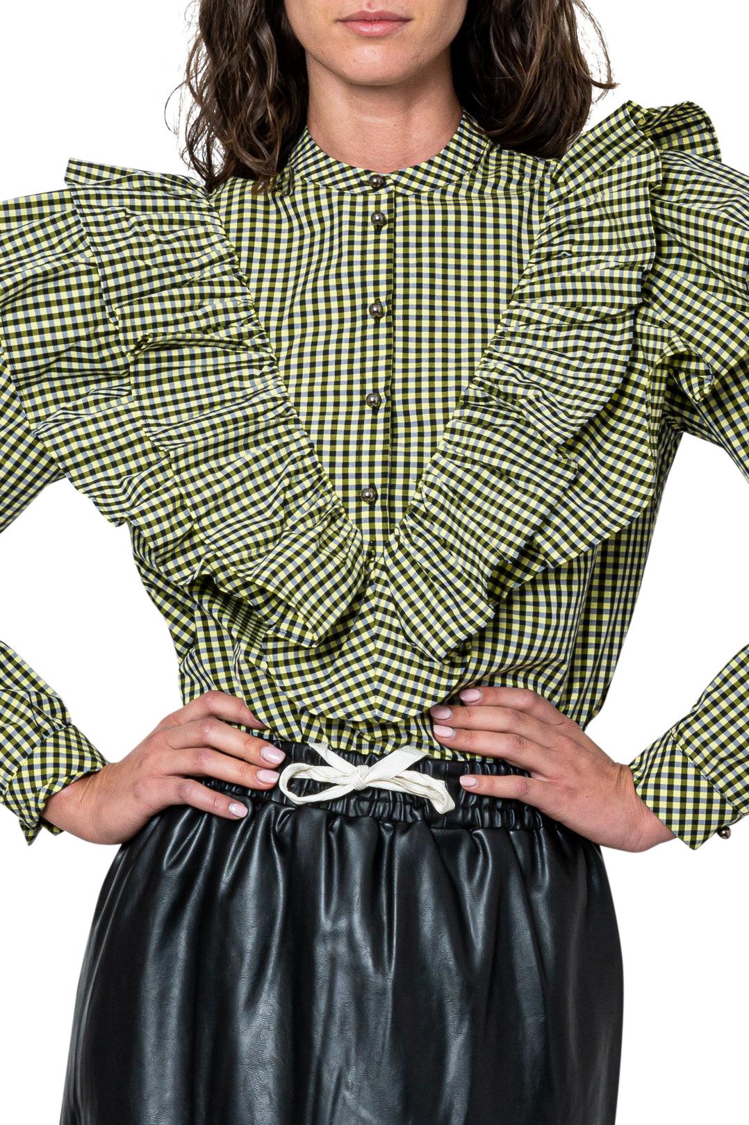 Custommade-Ruffled check shirt-dgallerystore