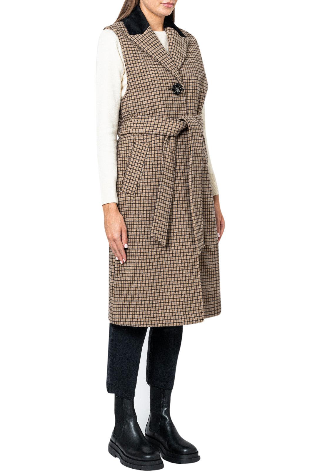 Custommade-Sleeveless check trench coat-213549807-dgallerystore
