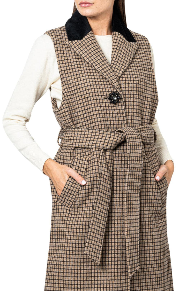 Custommade-Sleeveless check trench coat-213549807-dgallerystore