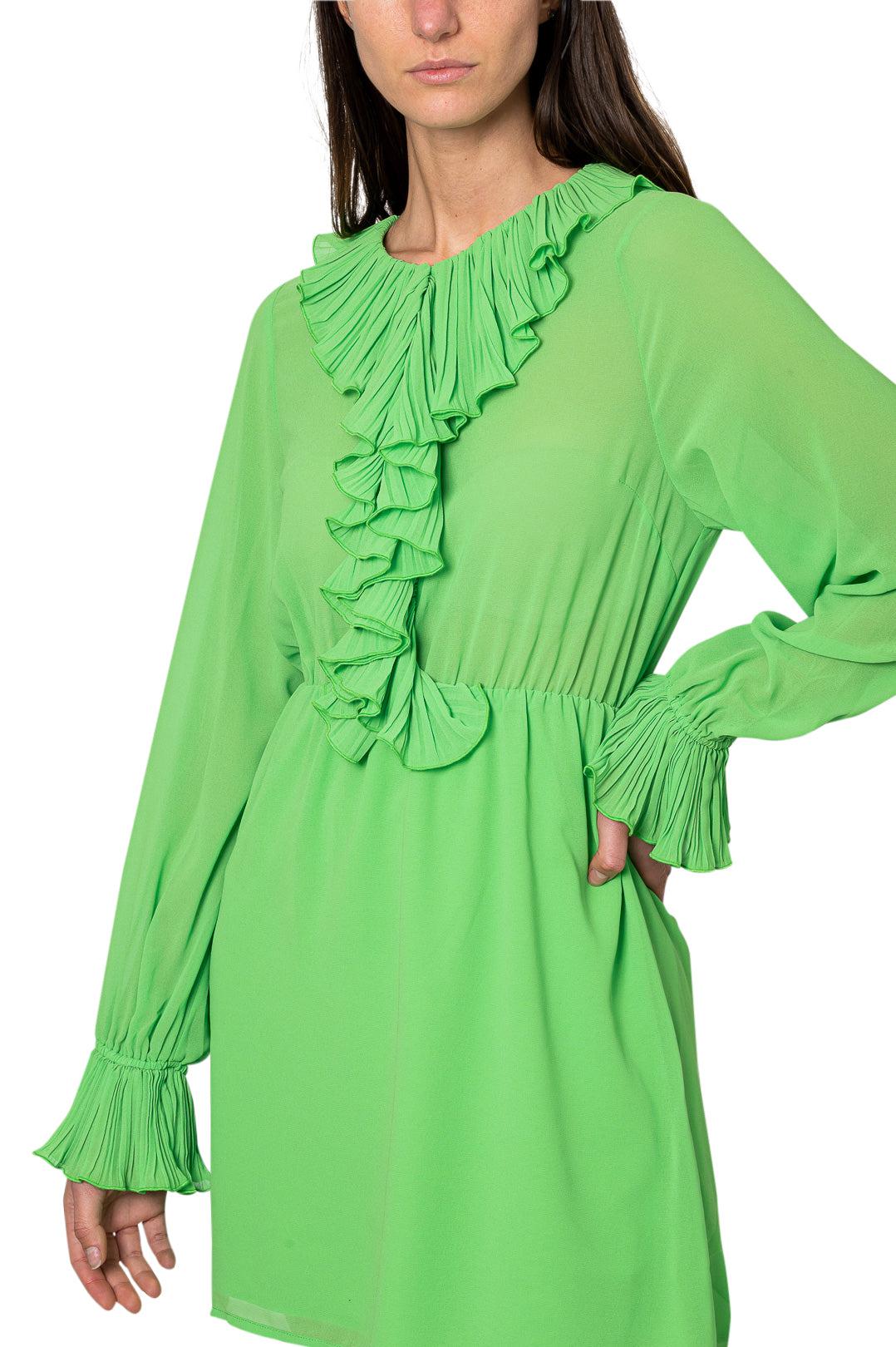 slim fit dress slacks Bridget Eden Green Toile Cotton Ruffle Mini Dress M / Green