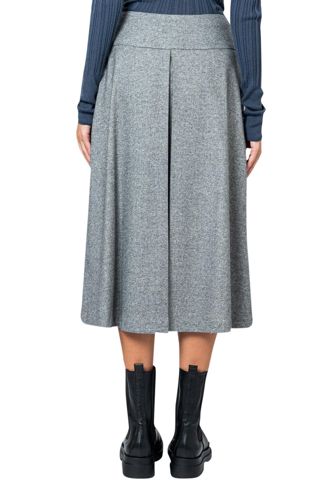 Flared wool and silk midi-skirt