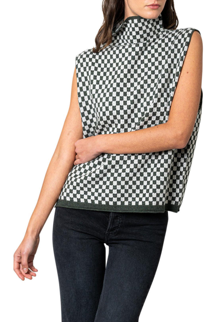 Lisa Yang-Cashmere check sleeveless sweater-2023076OL-dgallerystore