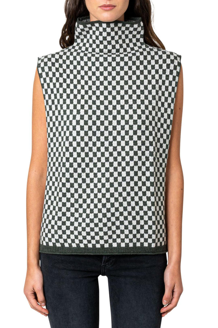 Lisa Yang-Cashmere check sleeveless sweater-2023076OL-dgallerystore