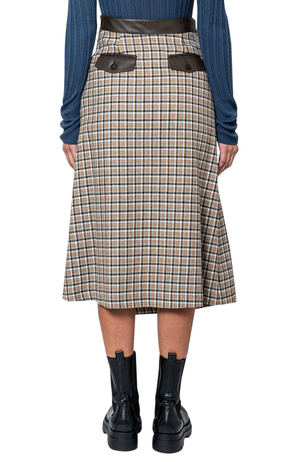 Lvir-Check long skirt-LV21F-SK15-dgallerystore
