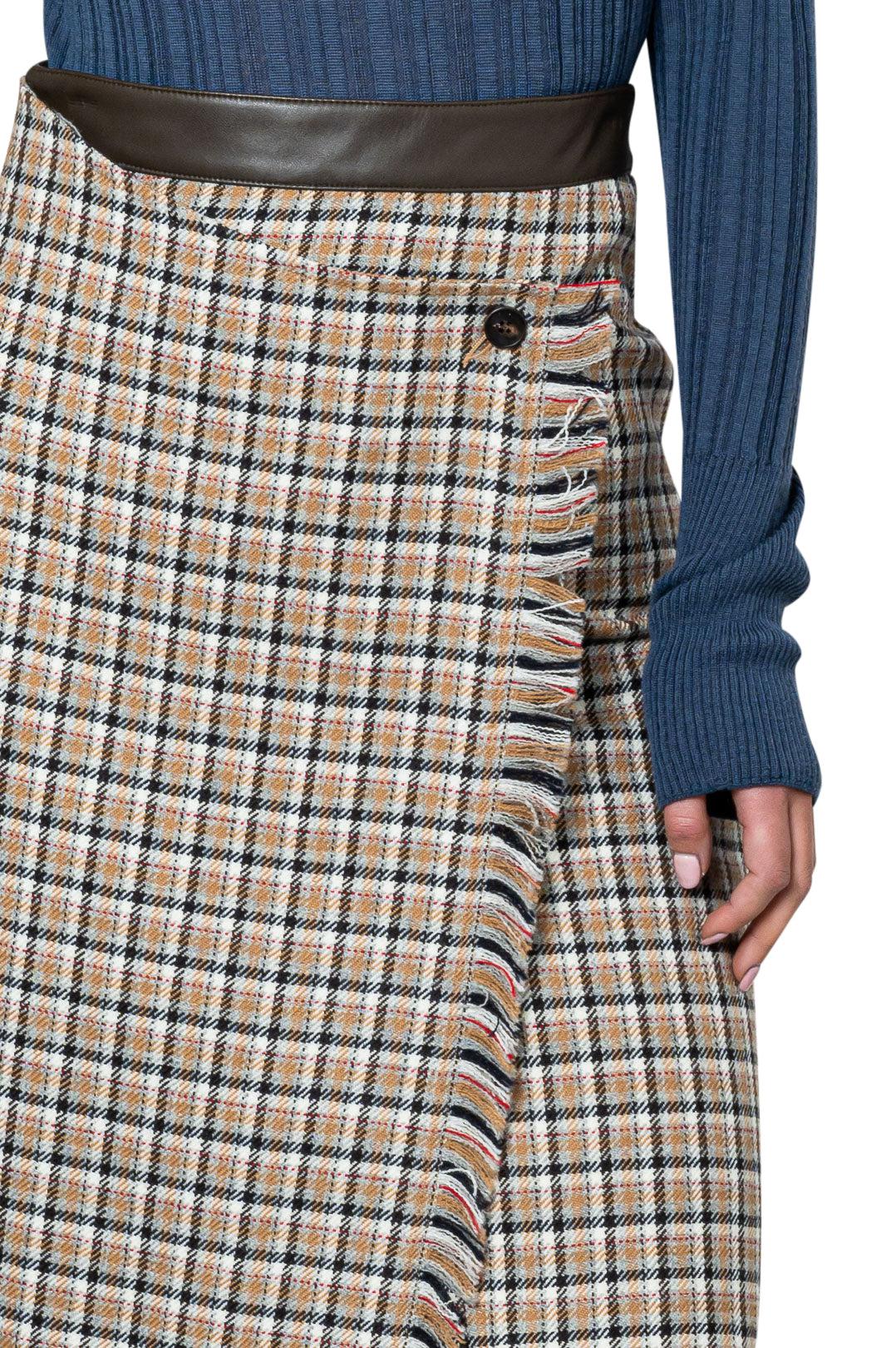 Lvir-Check long skirt-LV21F-SK15-dgallerystore