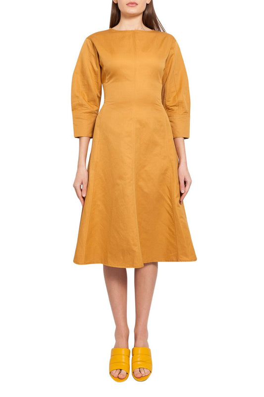 Lvir-Flared linen and cotton midi-dress-LV21S-DR10-dgallerystore