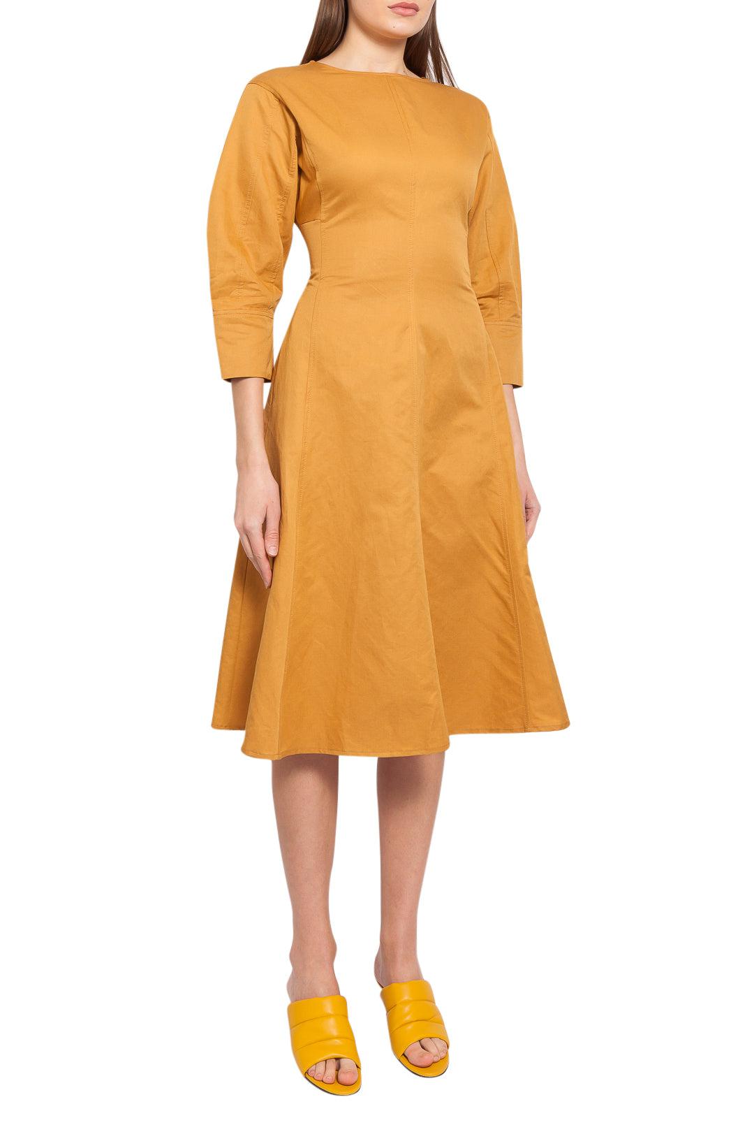 Lvir-Flared linen and cotton midi-dress-dgallerystore