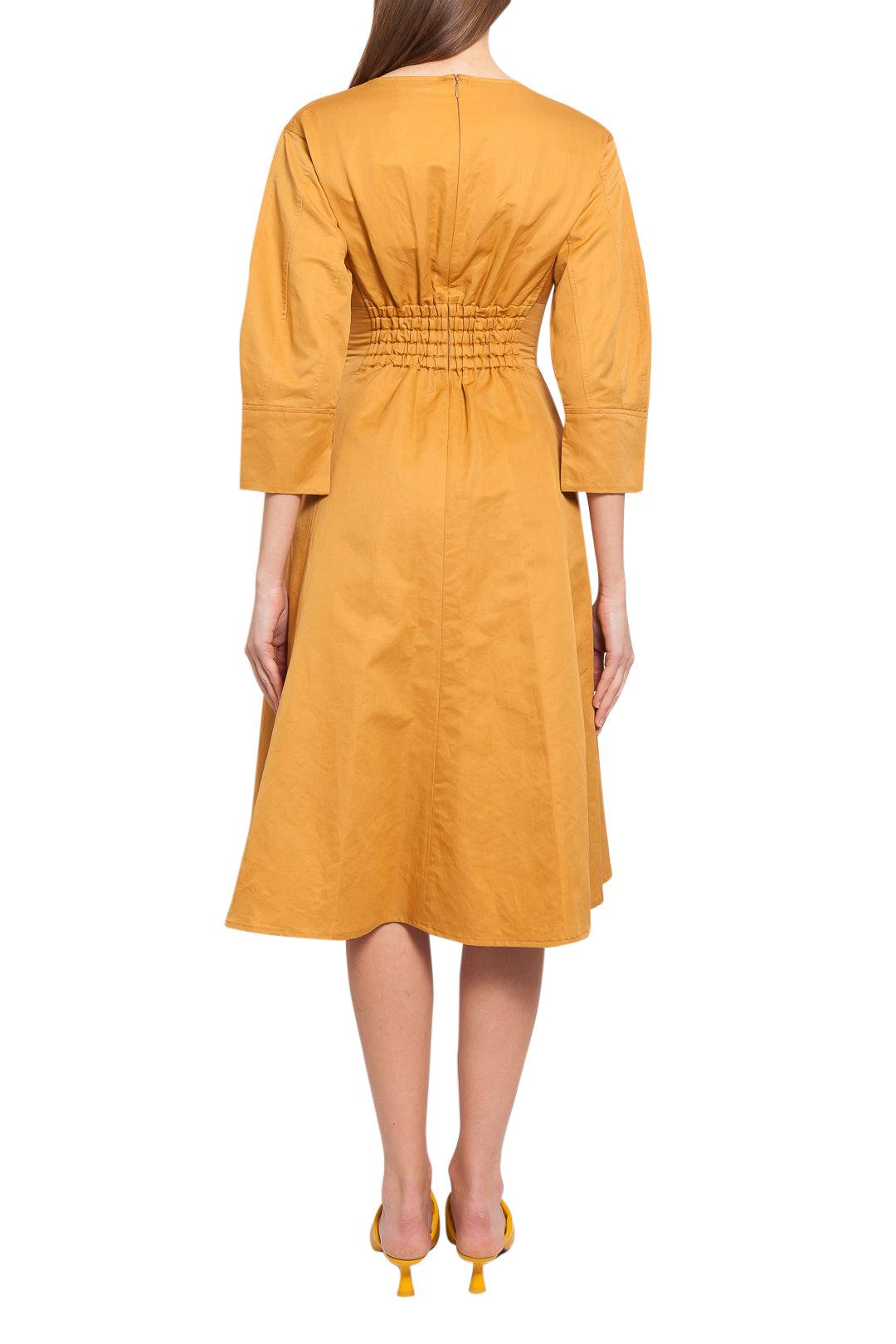 slim fit dress slacks Flared V-Neck Art Mosaic Linen Dress – grizas.com