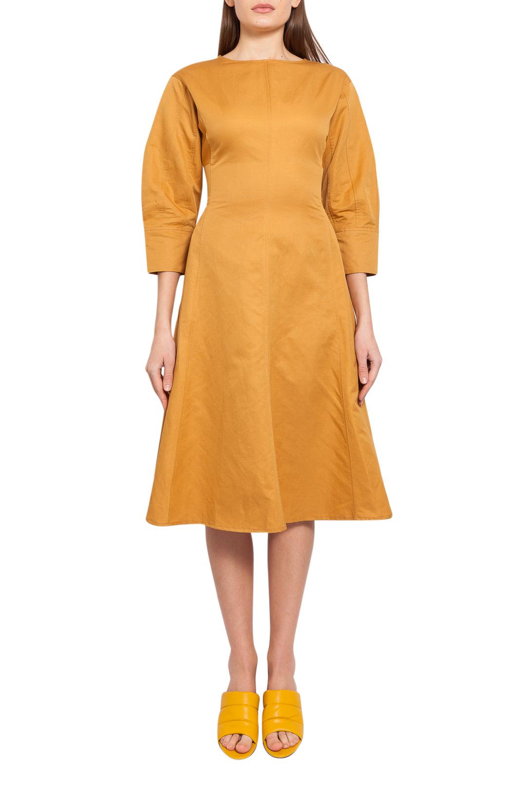 Lvir-Flared linen and cotton midi-dress-dgallerystore