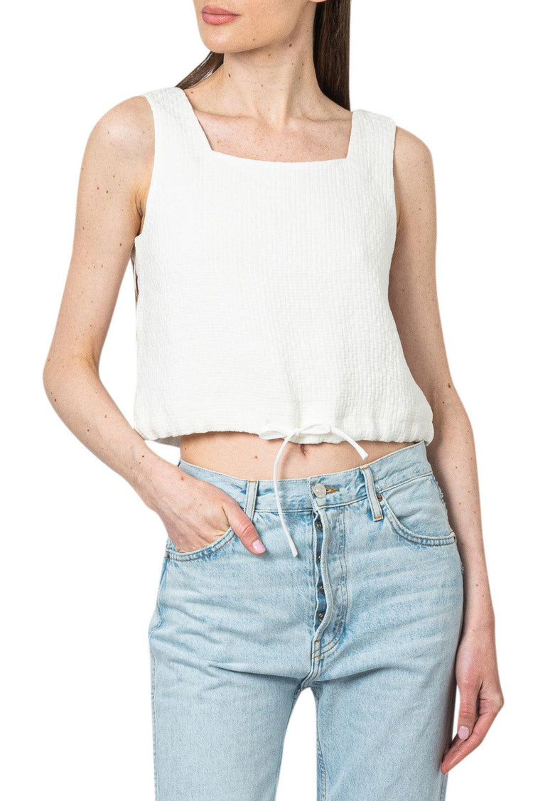 Missing You Already-Ribbed linen top-dgallerystore