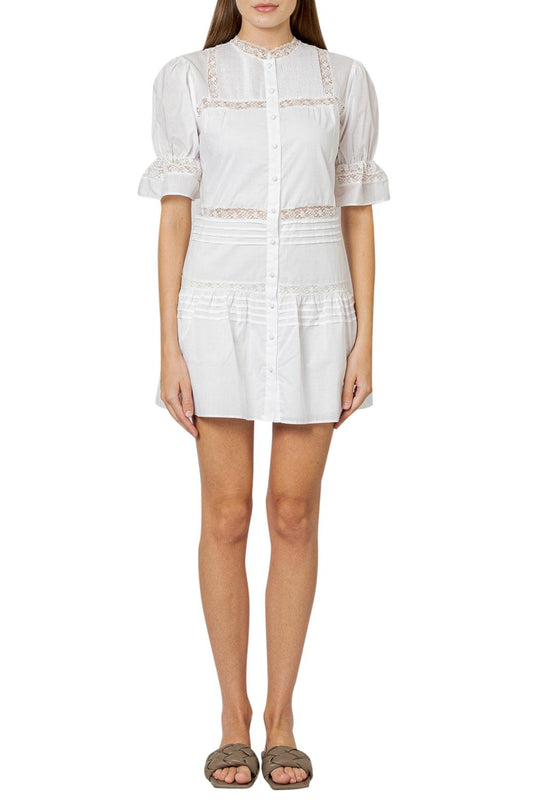 Sir The Label-Flared mini-dress with lace detail-dgallerystore