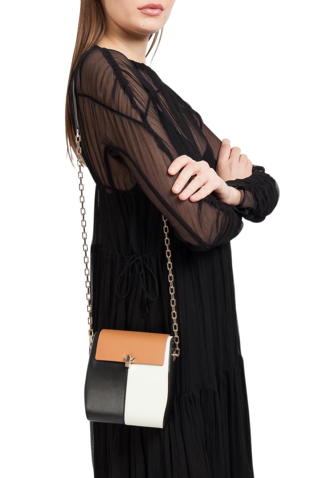 THE VOLON-Color-black leather shoulder bag-dgallerystore