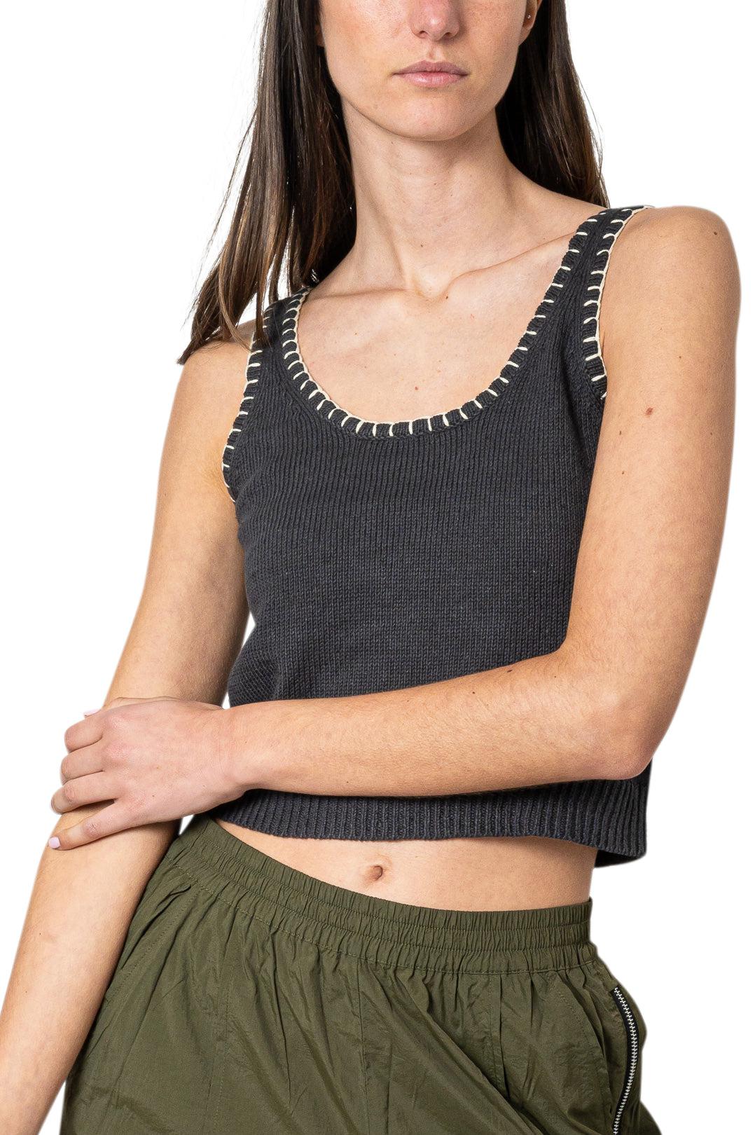 The Garment-Ribbed linen top-dgallerystore