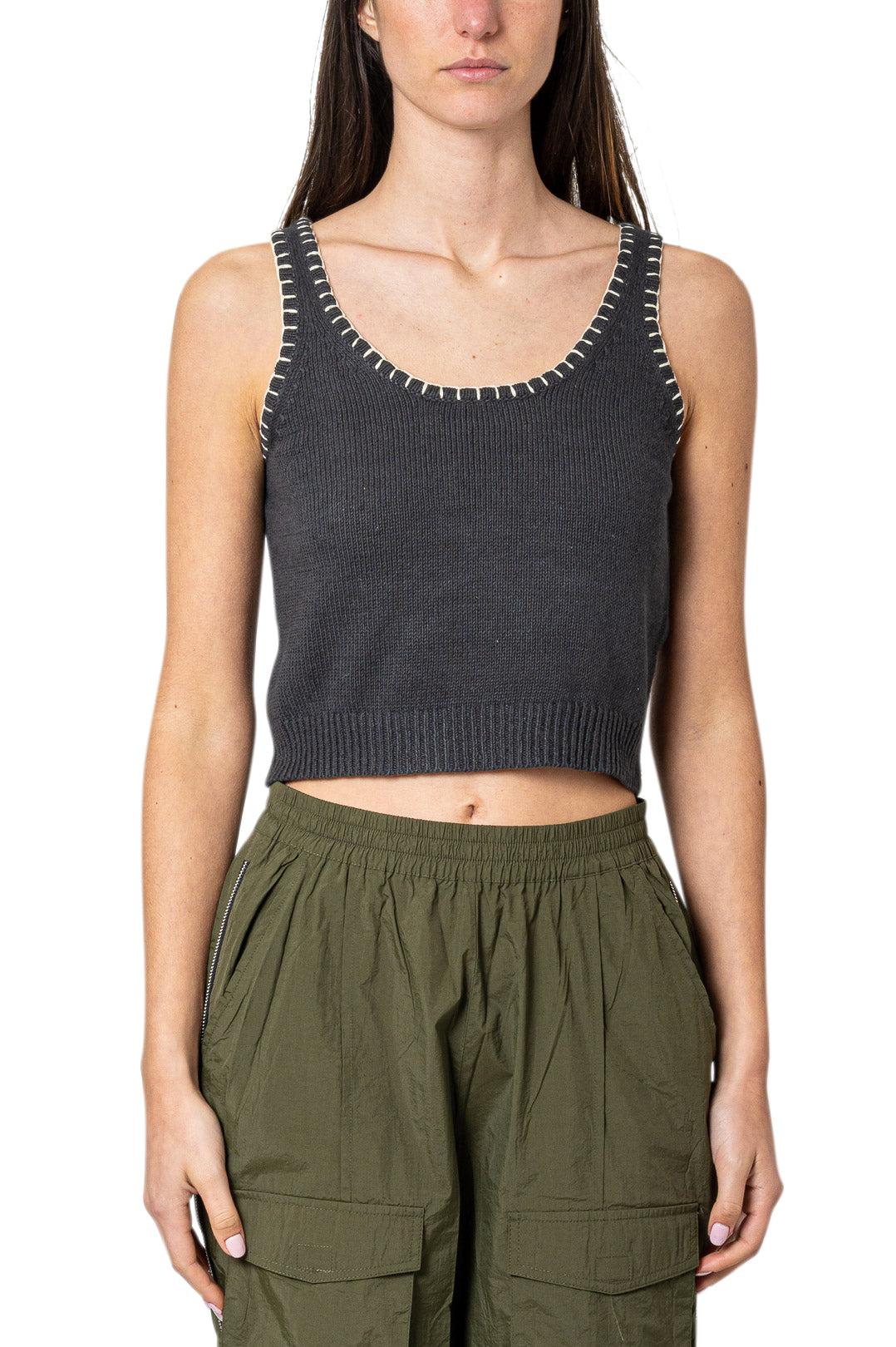 The Garment-Ribbed linen top-dgallerystore